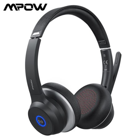 Mpow HC5 Wireless Bluetooth Headsets with CVC 8.0 Noise Cancelling&22H Battery Life Clear Calls Headsets for Call Center Office